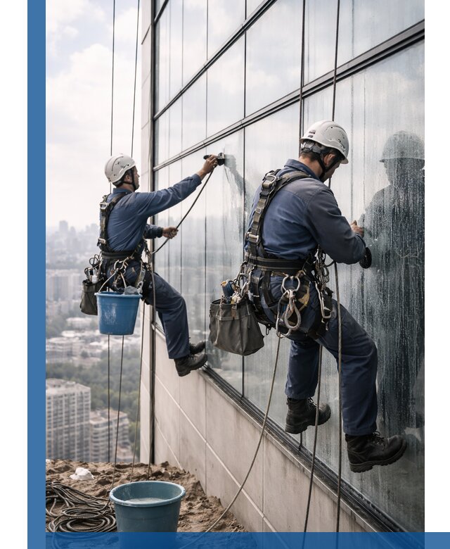 Профессиональная мойка фасадных окон альпинистами в Твери