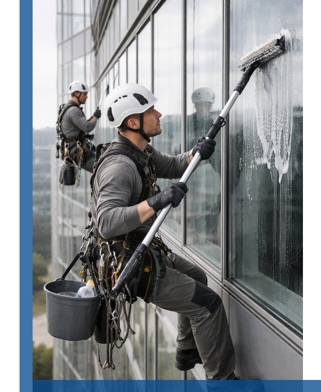 Высотная мойка сплошного остекления с выездом в Твери