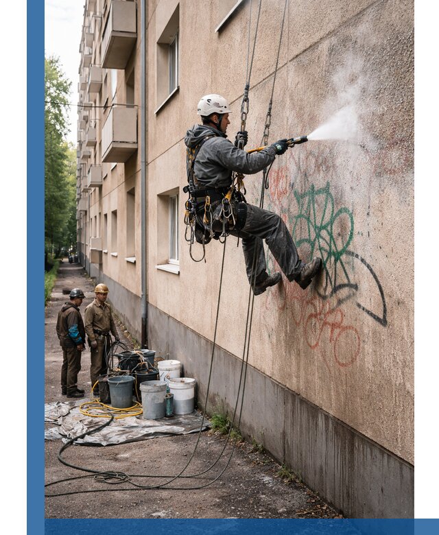 Удаление граффити с фасада в Твери без следов и повреждений