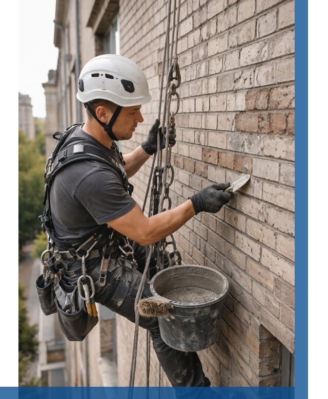 Ремонт кирпичной кладки фасада в Твери от 1957 р. | ВЫСОТНИК-Твр