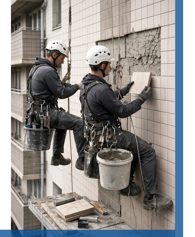 Ремонт облицовки фасада плиткой в Твери от 1957 р. | ВЫСОТНИК-Твр