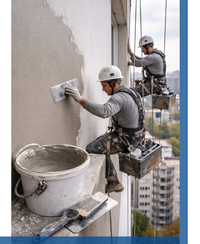 Шпаклевка фасада на высоте в Твери от 761 р. | ВЫСОТНИК-Твр