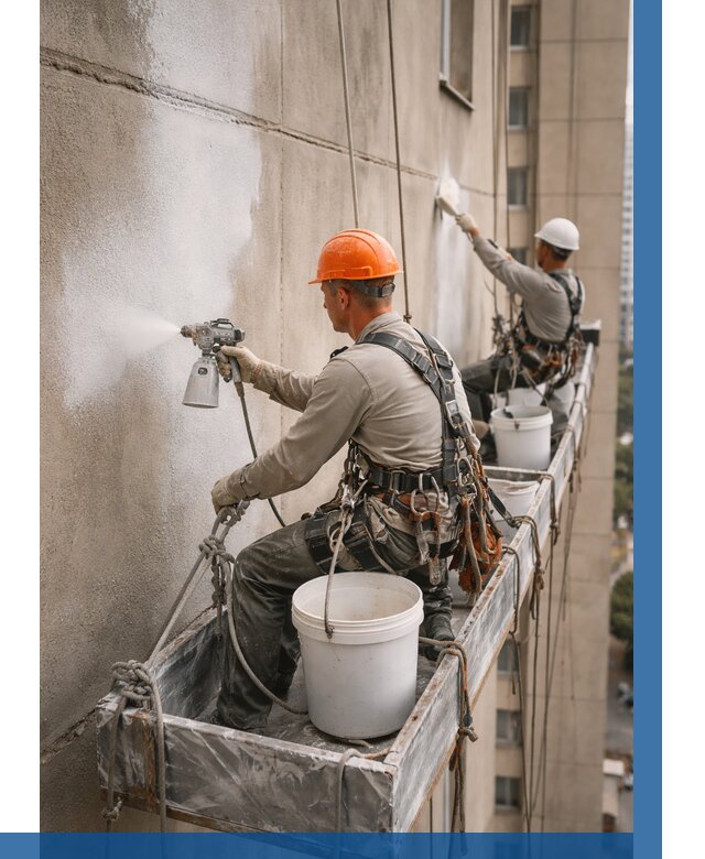 Грунтовка фасада на высоте в Твери от 130 р. | ВЫСОТНИК-Твр