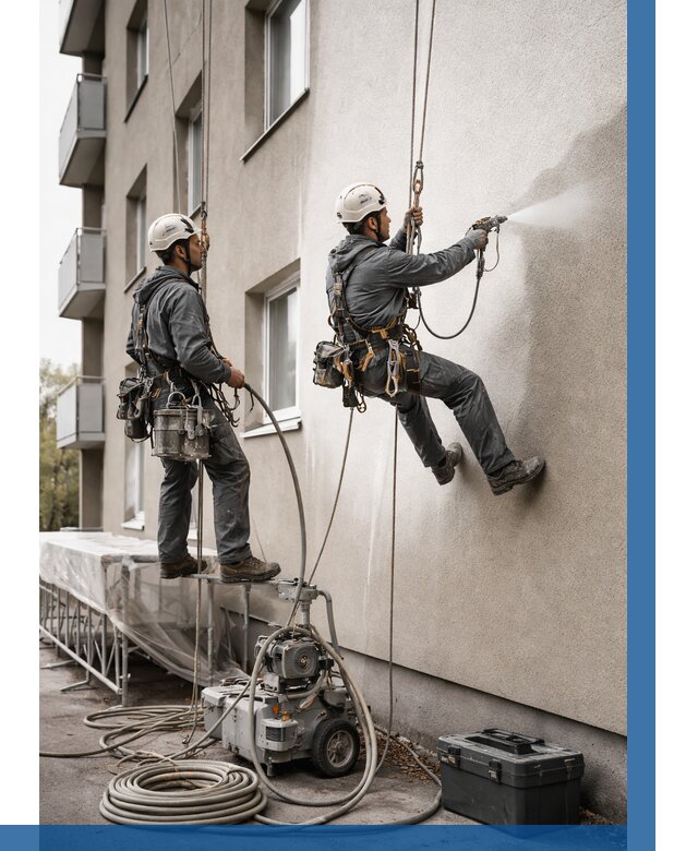 Безвоздушная покраска фасада в Твери от 239 р/м² | ВЫСОТНИК-Твр