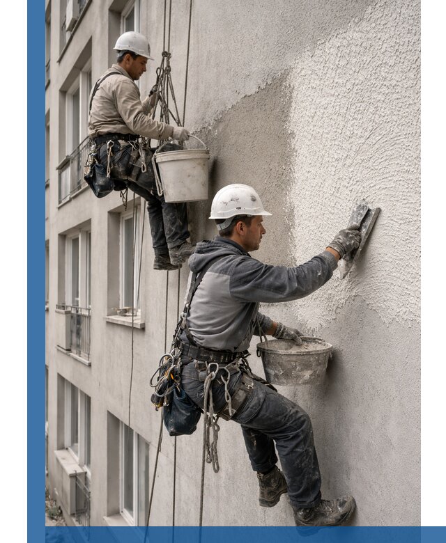 Нанесение декоративной штукатурки короед на фасад в Твери