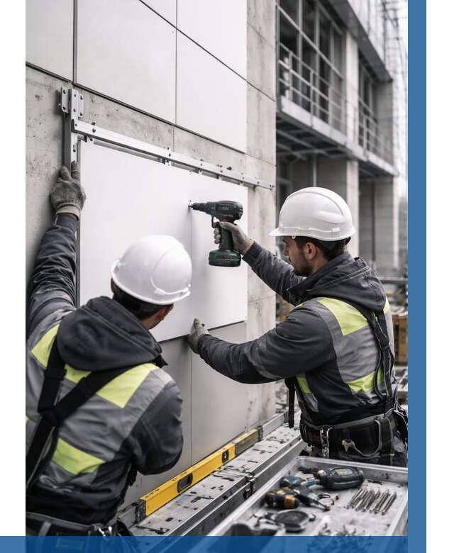 Монтаж композитных панелей фасада в Твери от 2718 р. | ВЫСОТНИК-Твр