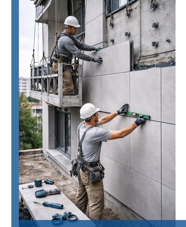 Монтаж керамогранита на фасад в Твери под ключ с гарантией качества