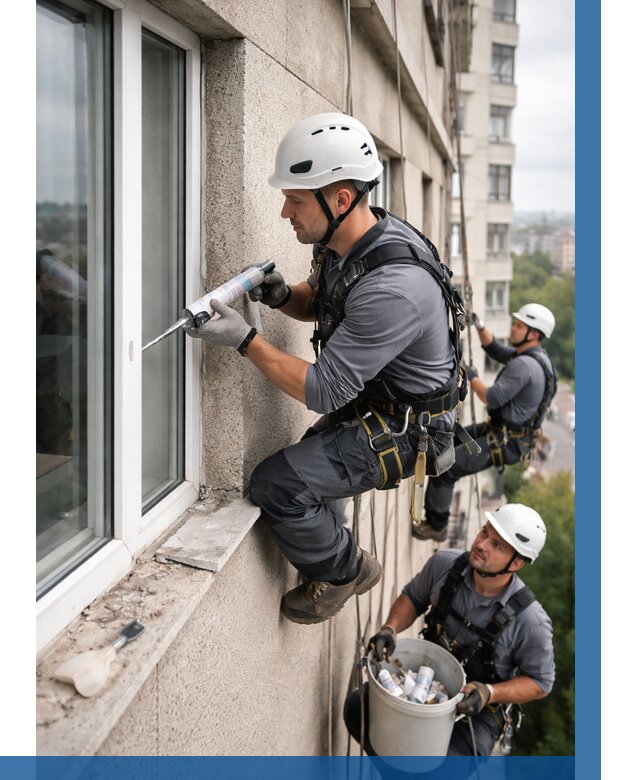 Герметизация оконных швов снаружи в Твери от 1631 р. | ВЫСОТНИК-Твр