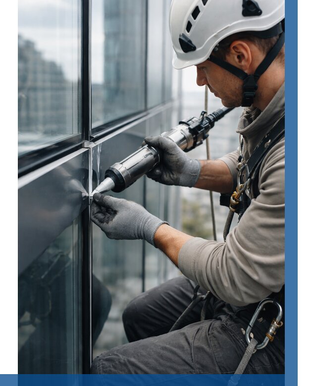 Герметизация стыков витража в Твери от 1304 р. | ВЫСОТНИК-Твр