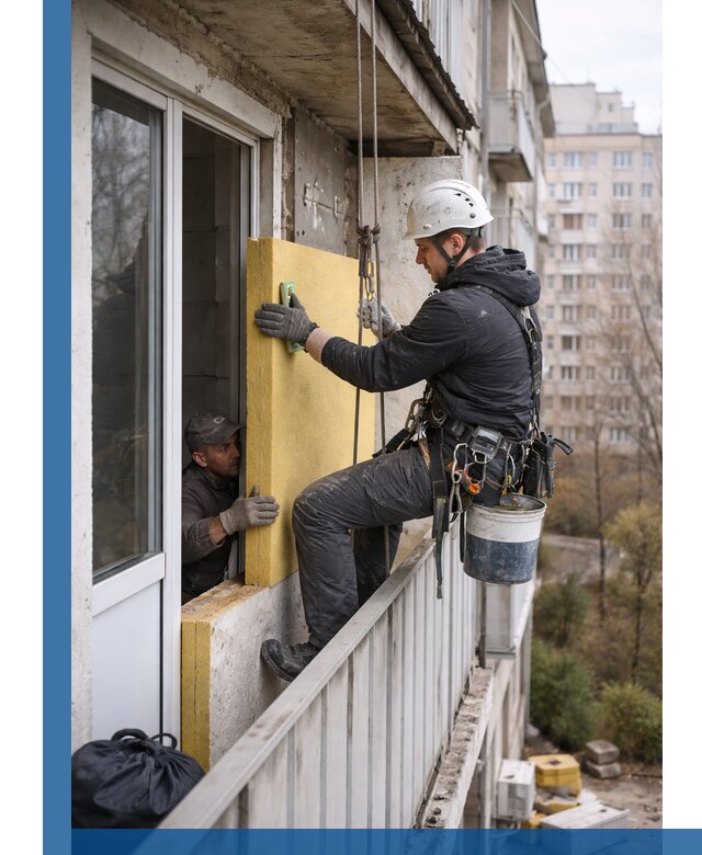 Профессиональное утепление балкона снаружи в Твери под ключ