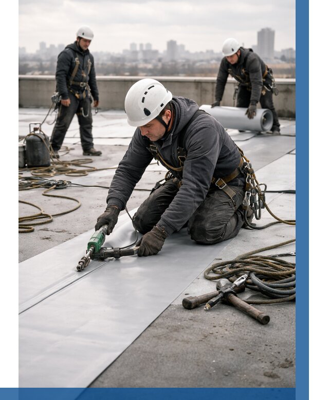 Ремонт мембранной кровли в Твери от 1957 р./м2 | ВЫСОТНИК-Твр