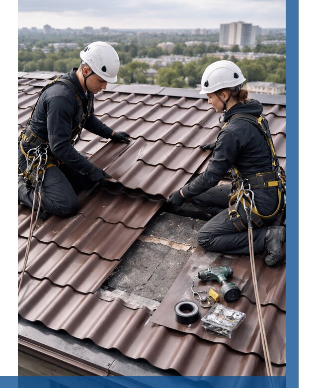 Ремонт металлочерепицы на крыше в Твери от 978 р. | ВЫСОТНИК-Твр