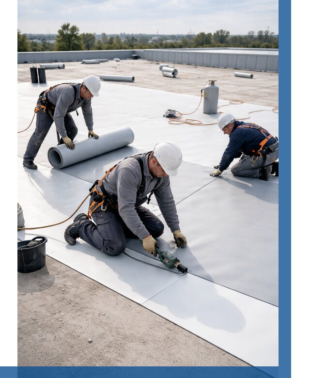 Монтаж мембранной кровли под ключ в Твери от 1304 р. | ВЫСОТНИК-Твр