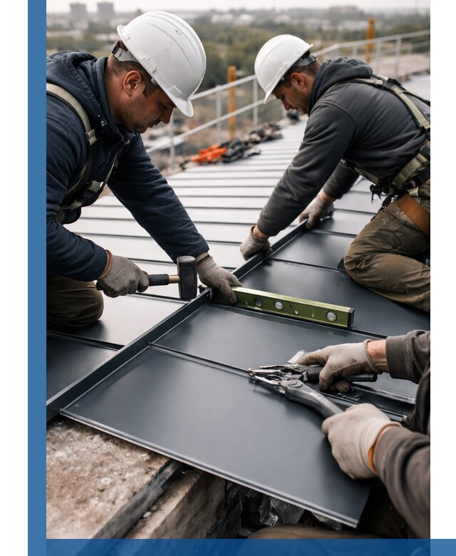 Монтаж фальцевой кровли в Твери для промышленных зданий