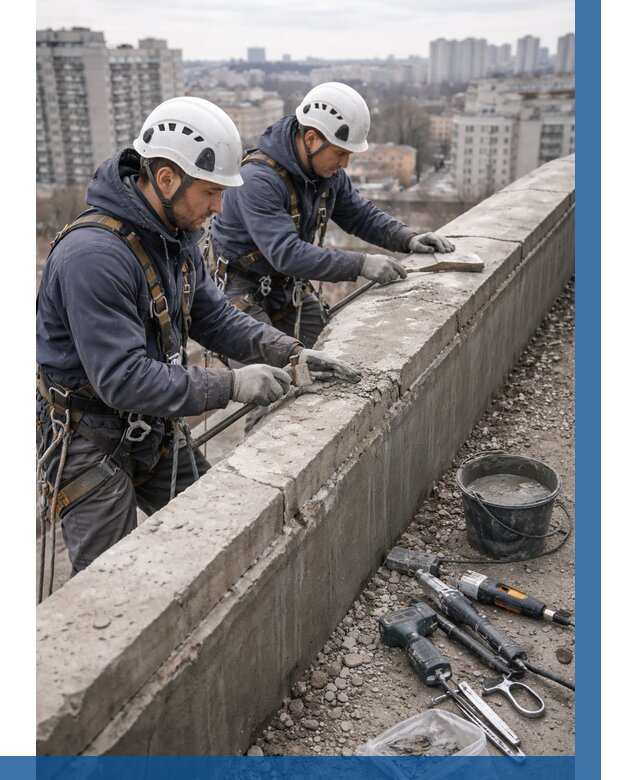 Ремонт парапета на кровле в Твери от 1631 р. | ВЫСОТНИК-Твр