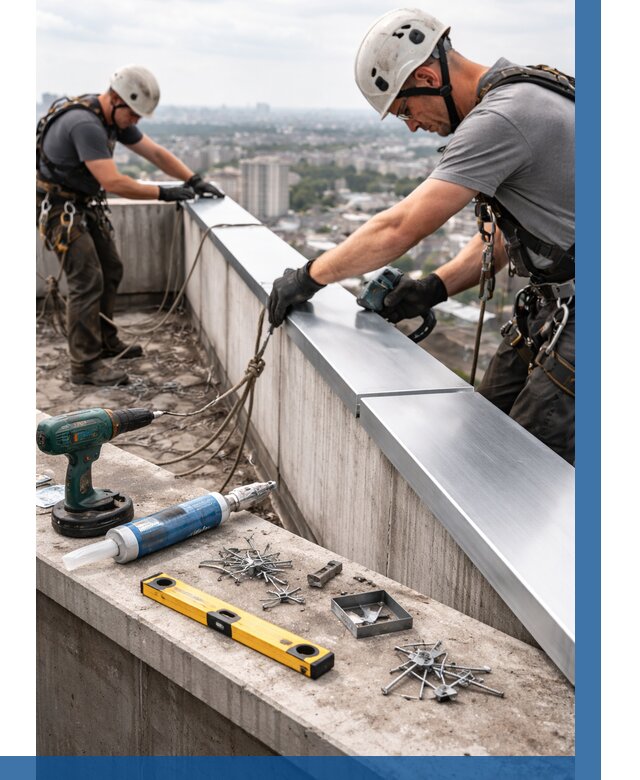 Монтаж парапетных крышек в Твери от 870 р. | ВЫСОТНИК-Твр