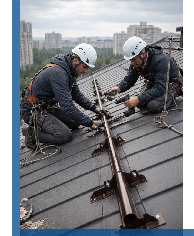 Монтаж снегозадержателей на кровле зданий в Твери под ключ