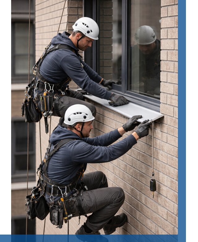 Монтаж оконных отливов под ключ в Твери от 3805 р. | ВЫСОТНИК-Твр