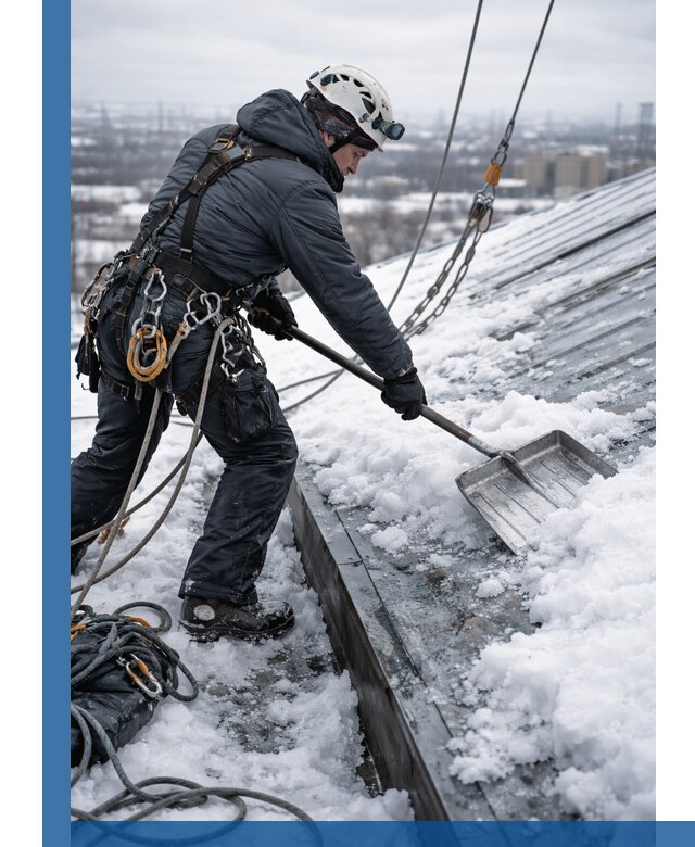Профессиональная очистка кровли от снега и наледи в Твери