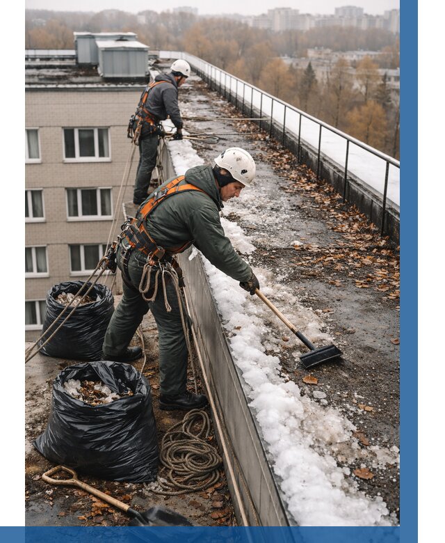 Очистка кровли по периметру в Твери от 598 р. | ВЫСОТНИК-Твр