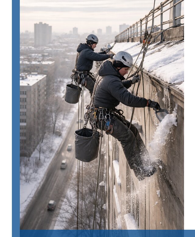 Очистка карнизов от снега в Твери профессионально и безопасно