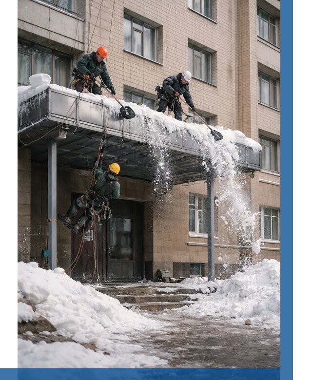 Очистка козырьков от снега в Твери от 3805 р. | ВЫСОТНИК-Твр