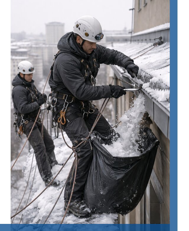 Аварийная очистка крыши в Твери под ключ от 326 р. | ВЫСОТНИК-Твр