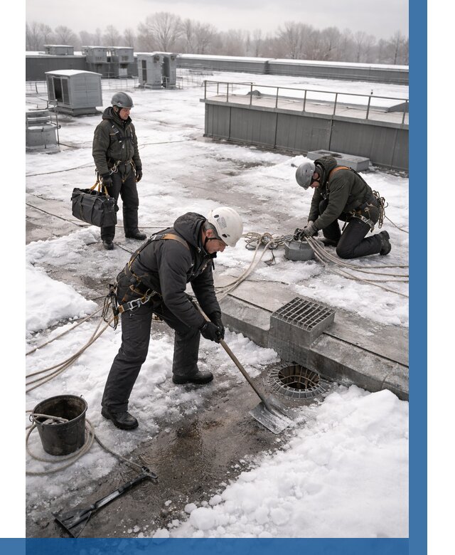 Абонентское обслуживание кровли зимой в Твери от 8696 р. | ВЫСОТНИК-Твр