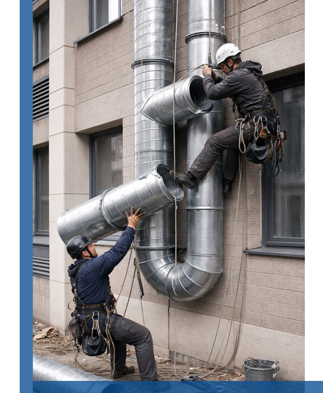 Монтаж фасадных воздуховодов в Твери с герметизацией и крепежом