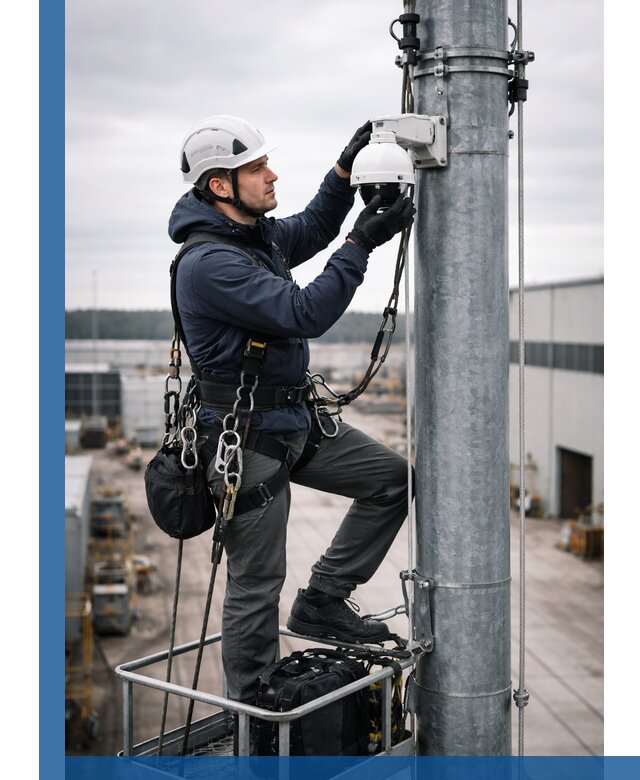 Профессиональная установка видеокамер на мачте в Твери