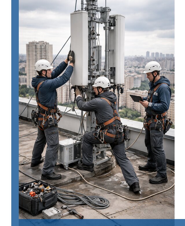 Монтаж антенн связи на крыше в Твери с вводом в эксплуатацию