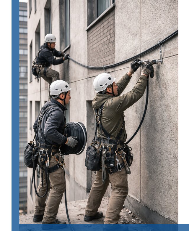 Прокладка кабеля по фасаду в Твери, профессиональный монтаж