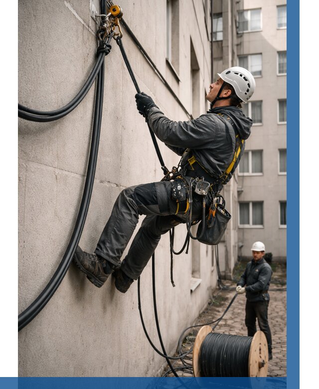 Протяжка кабеля питания на высоте в Твери от 489 р. | ВЫСОТНИК-Твр