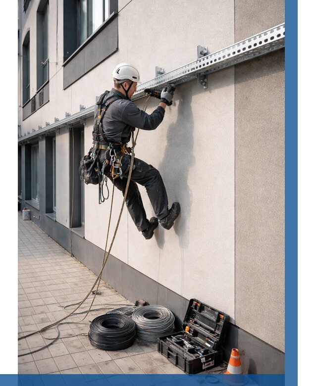 Монтаж кабельных лотков на фасаде в Твери от 1304 р. | ВЫСОТНИК-Твр