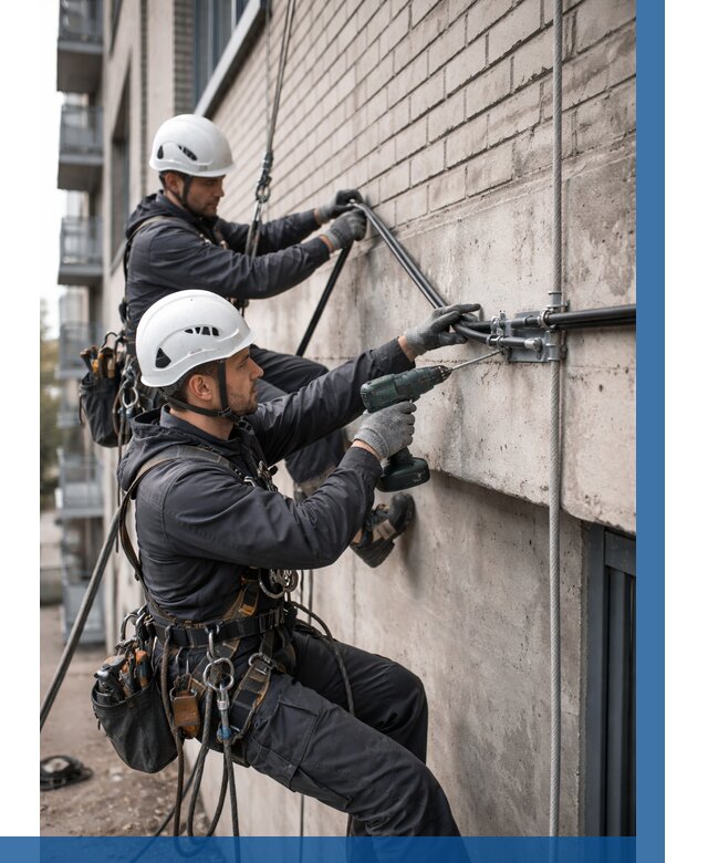 Крепление кабеля на фасаде в Твери от 380 р. | ВЫСОТНИК-Твр