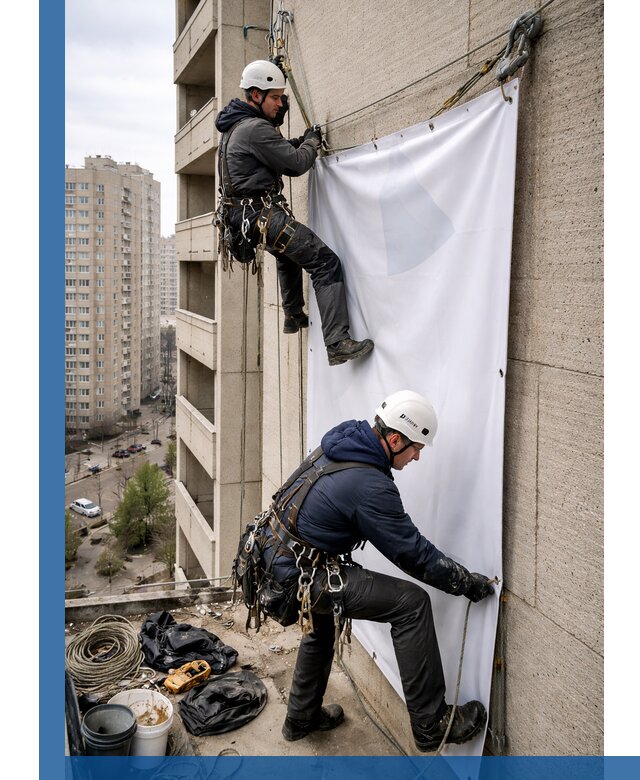Профессиональный монтаж баннеров на фасаде в Твери