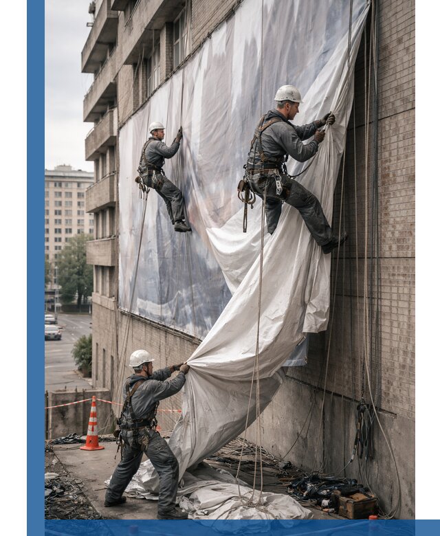 Демонтаж баннеров с фасада в Твери оперативно и безопасно