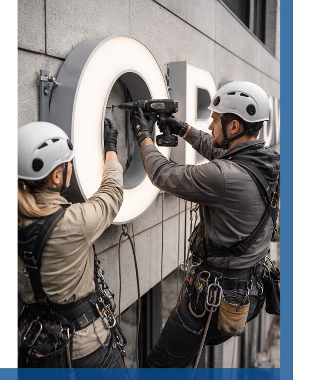 Монтаж световых букв в Твери от 3261 р. под ключ ВЫСОТНИК-Твр