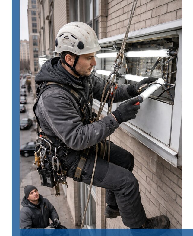 Профессиональная замена ламп в наружной вывеске в Твери