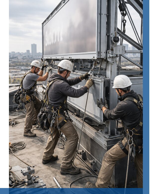 Монтаж крышной рекламной конструкции в Твери от 65220 р.|ВЫСОТНИК-Твр