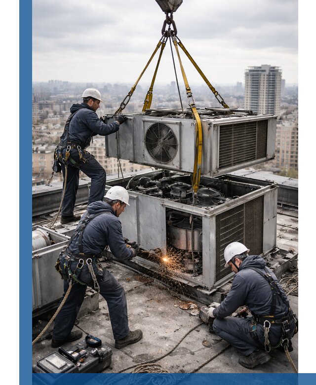 Демонтаж крышной установки в Твери любой сложности