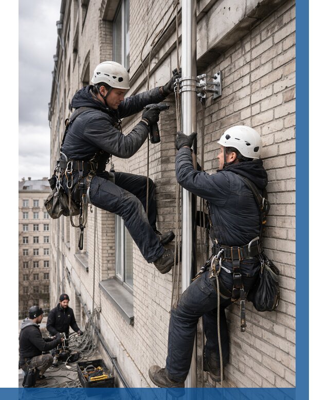 Монтаж флагштока на здании в Твери от 7066 р. | ВЫСОТНИК-Твр