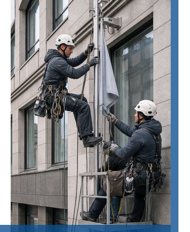 Установка флагов на фасаде в Твери от 4892 р. | ВЫСОТНИК-Твр