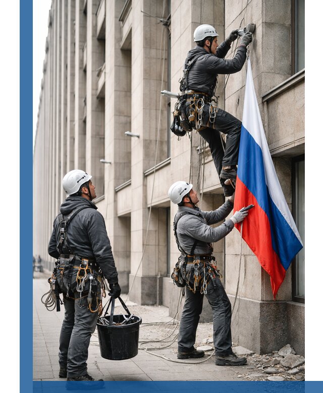 Профессиональная установка флагов на фасаде в Твери