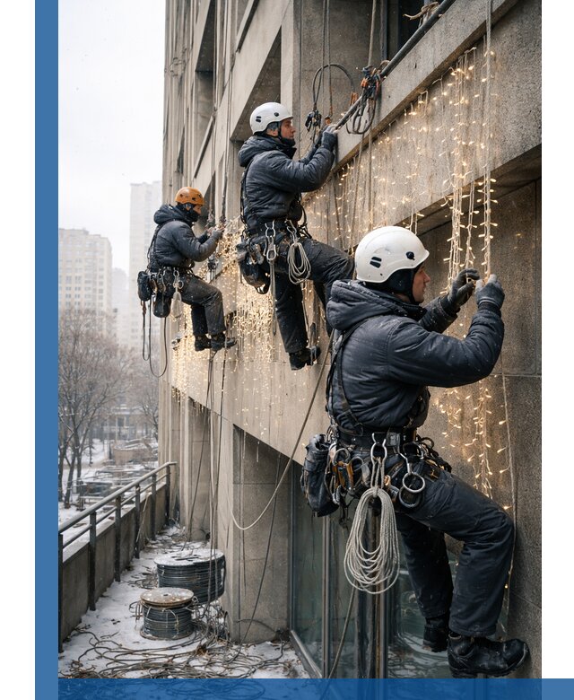 Монтаж новогодней иллюминации и украшение фасадов в Твери