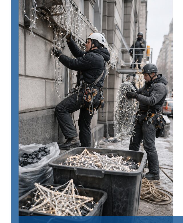 Демонтаж новогоднего оформления и гирлянд в Твери