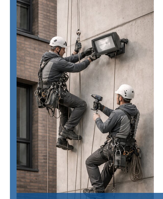 Профессиональный монтаж фасадных прожекторов в Твери под ключ