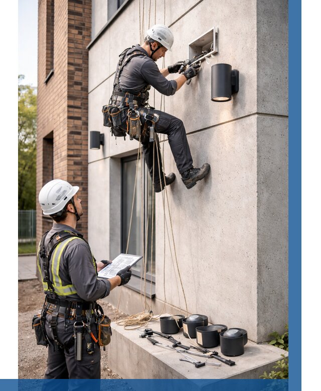 Монтаж фасадного освещения в Твери от 2718 р. | ВЫСОТНИК-Твр