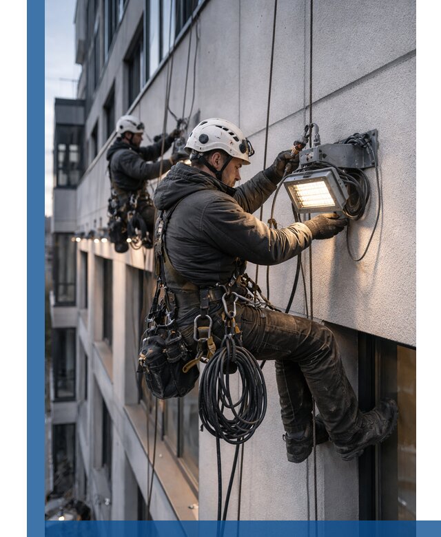 Монтаж фасадного освещения в Твери установка и подключение