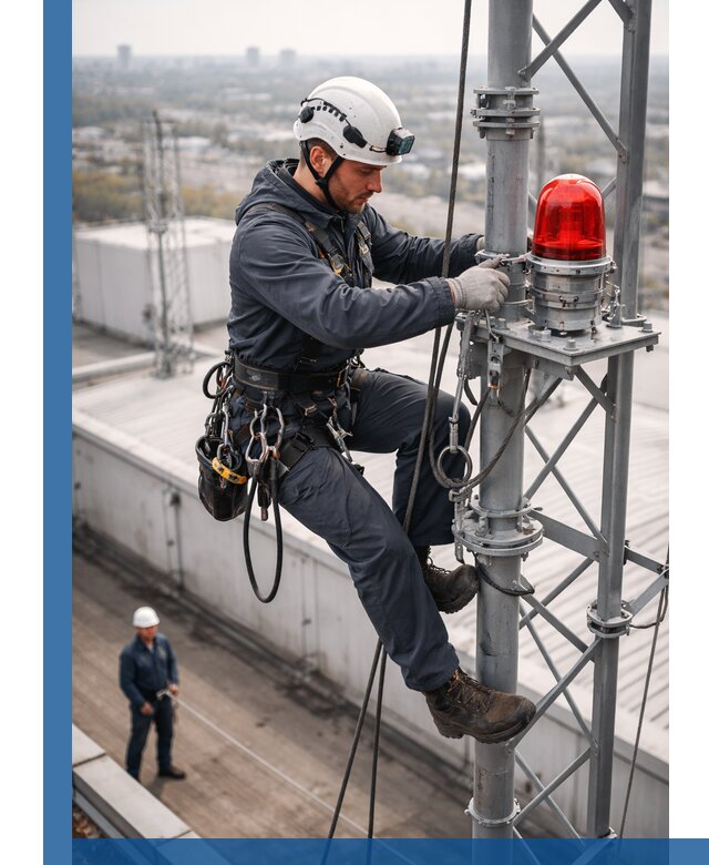 Монтаж заградительных огней и обслуживание объектов в Твери